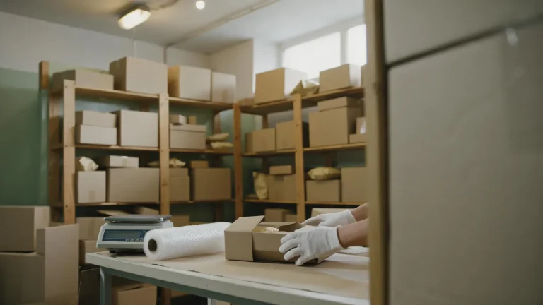 Parcel handling and order checking in a China warehouse (illustrative image)