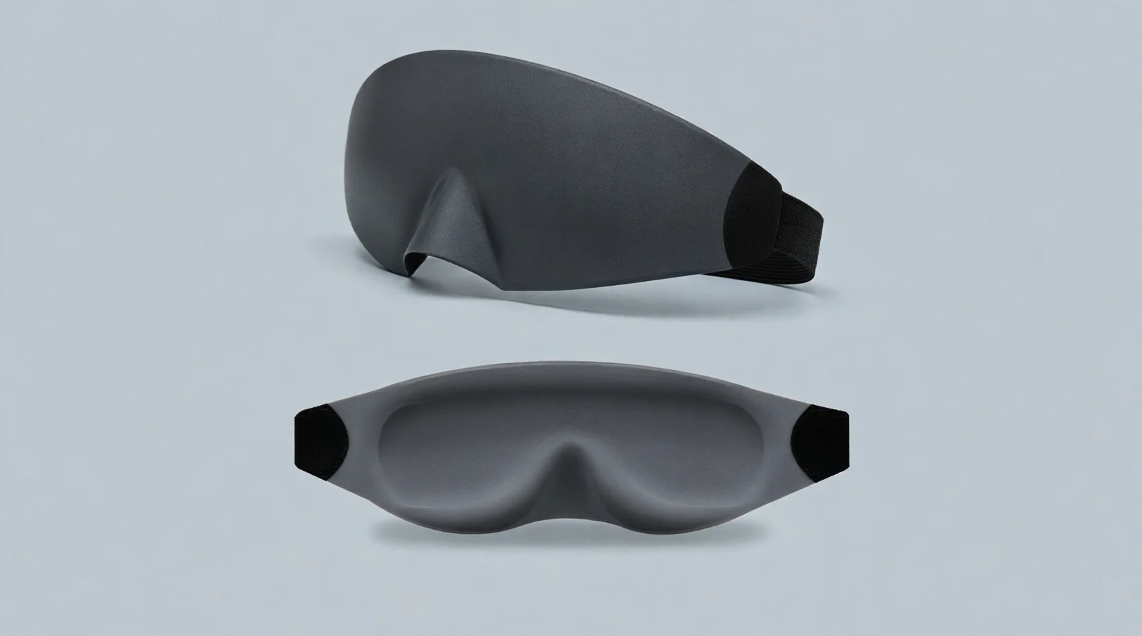 3D contoured sleep mask for light blocking on a calm home surface