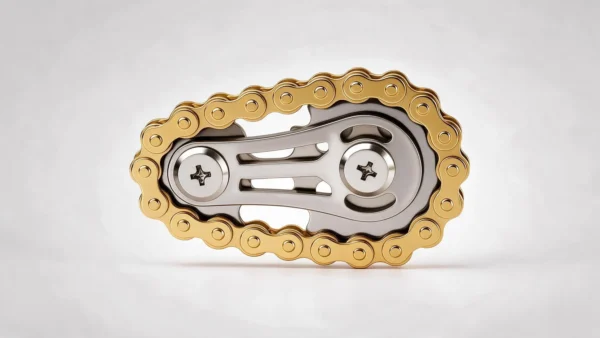 Gear Chain Fidget Toy - Gold All-Metal EDC Fidget: side elevation view