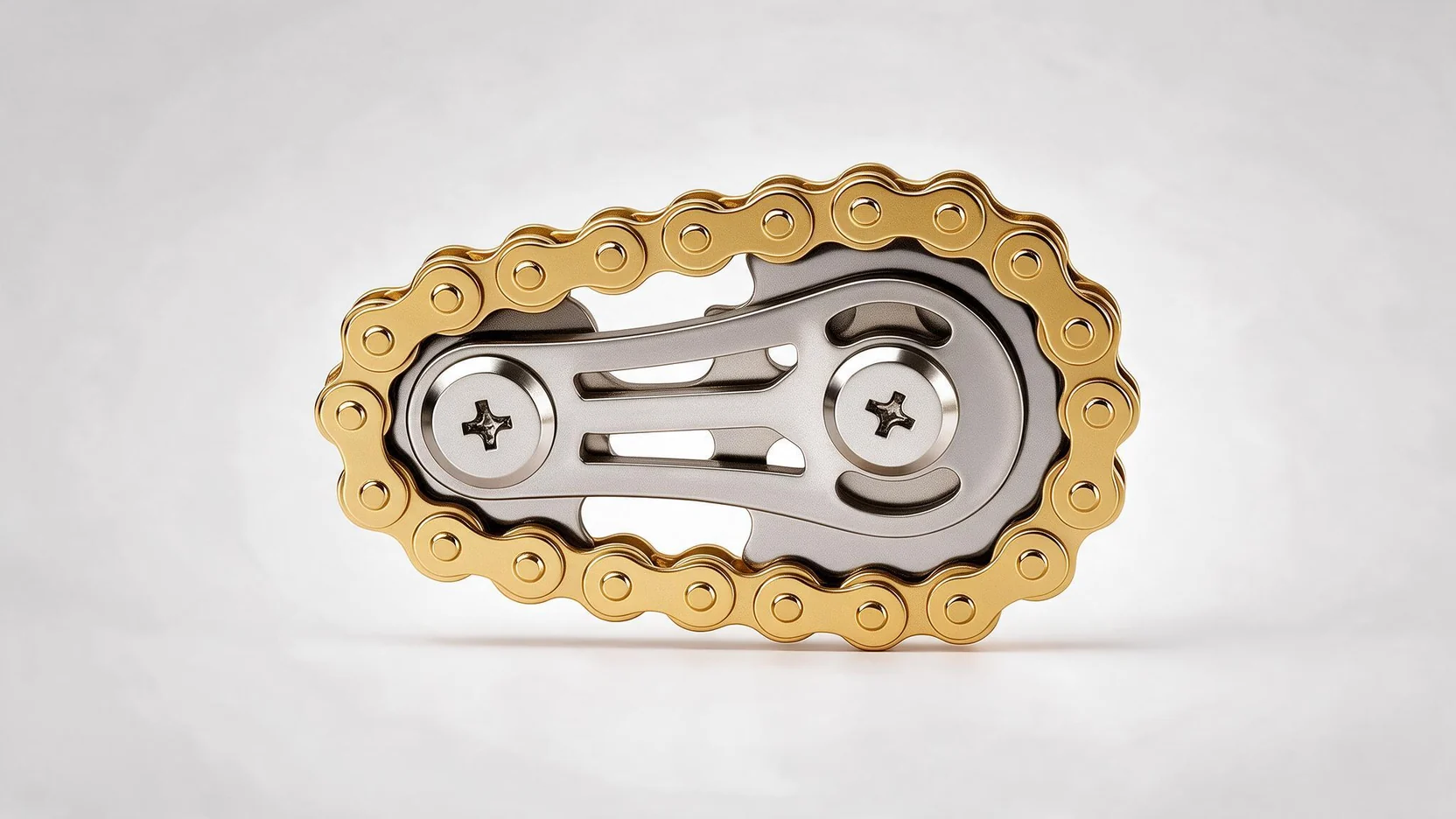 Gear Chain Fidget Toy - Gold All-Metal EDC Fidget: side elevation view