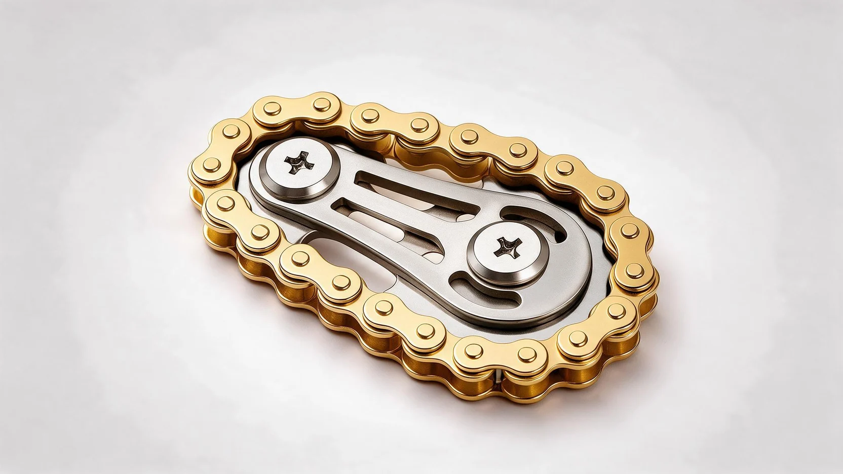Gear Chain Fidget Toy - Gold All-Metal EDC Fidget: on a desk in use