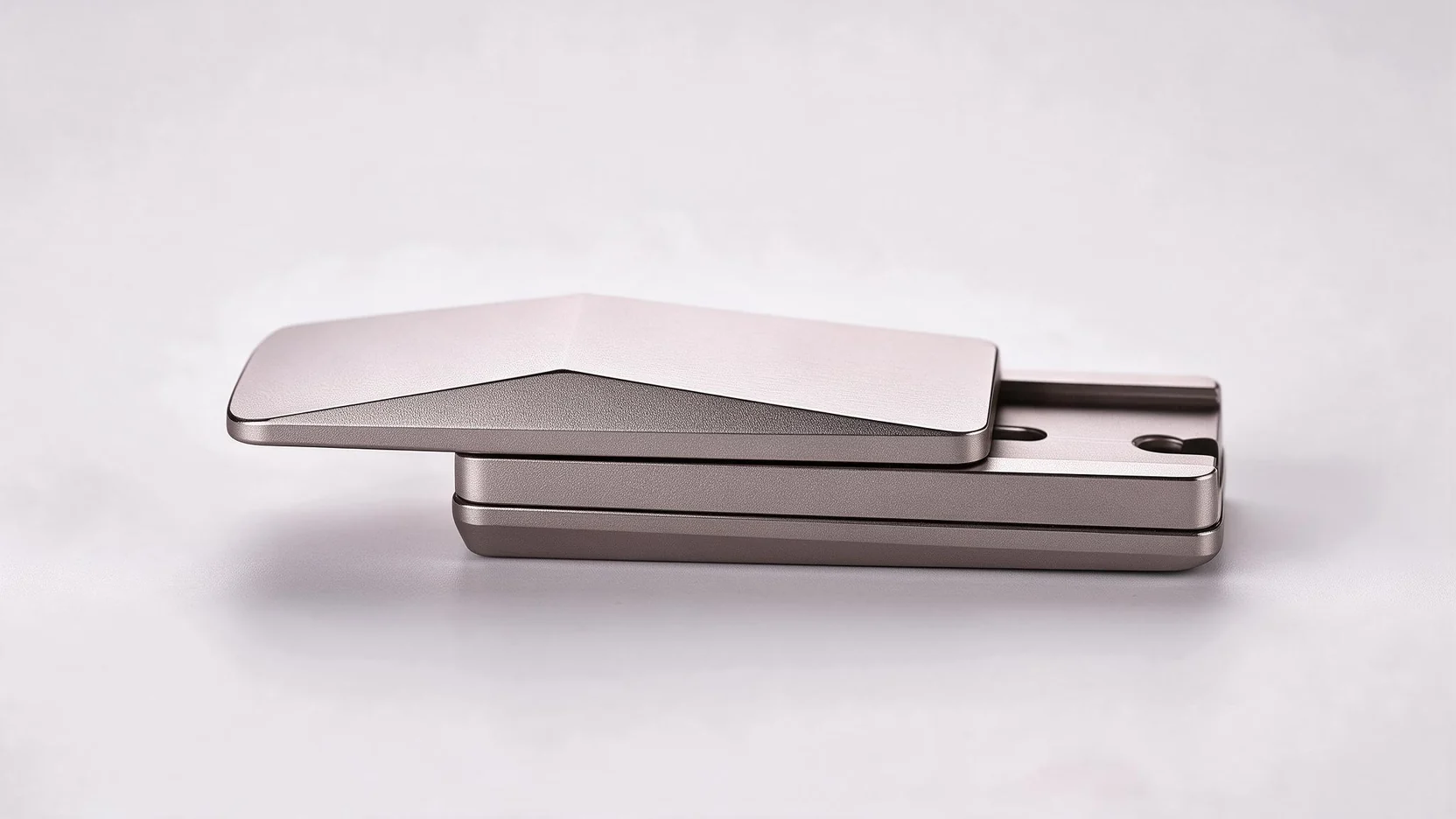 Cyber Magnetic Slider Push Card Fidget - Steel EDC Toy: side elevation view