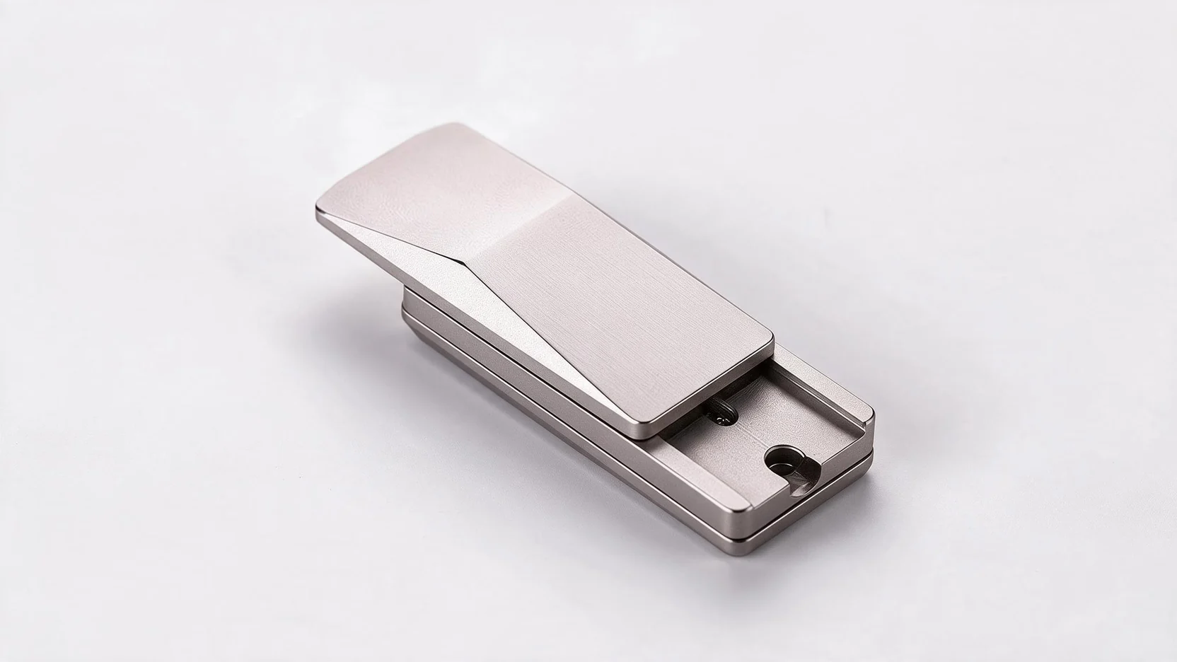 Cyber Magnetic Slider Push Card Fidget - Steel EDC Toy: on a desk in use