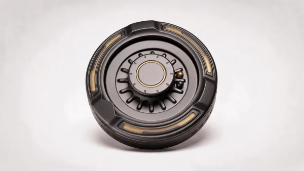 Decision Maker Fidget Spinner - Metal Wheel Fidget: on a desk in use