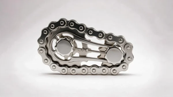 Finger Chain Gear Fidget Toy - Silver Metal EDC Fidget: side elevation view