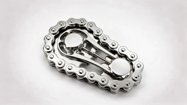 Finger Chain Gear Fidget Toy - Silver Metal EDC Fidget: close-up detail of the mechanism