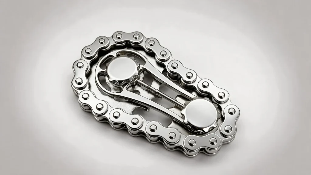 Finger Chain Gear Fidget Toy - Silver Metal EDC Fidget: main product photo