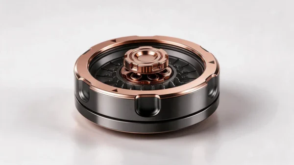 Mechanical Decision Wheel Fidget - Copper Dice Dial: side elevation view