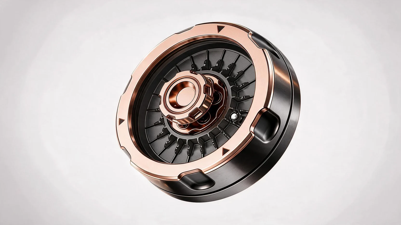 Mechanical Decision Wheel Fidget - Copper Dice Dial: close-up detail of the mechanism