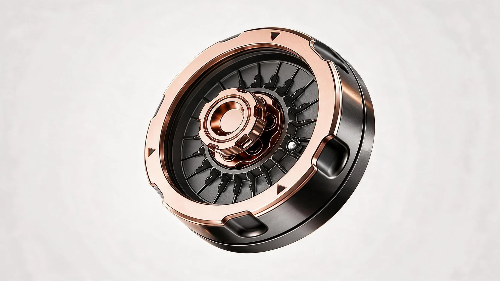 Mechanical Decision Wheel Fidget - Copper Dice Dial: on a desk in use