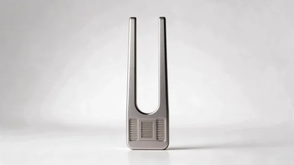 Tuning Fork Metal Mechanical Push Card - EDC Slider: side elevation view