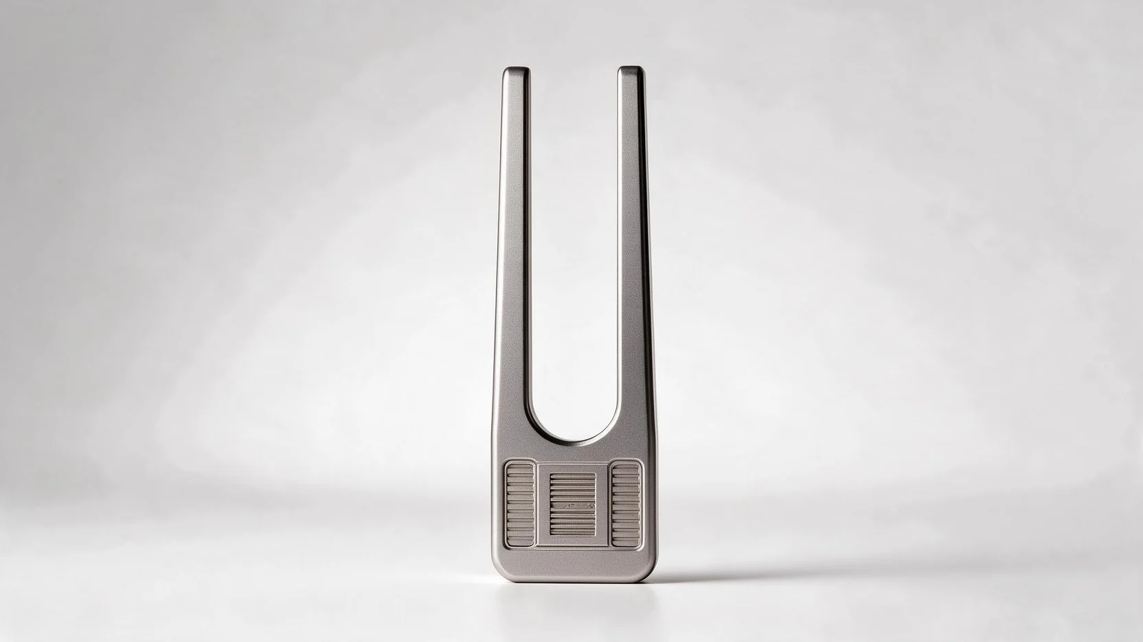 Tuning Fork Metal Mechanical Push Card - EDC Slider: side elevation view