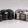 Zinc Alloy 3-in-1 Fidget Spinner Set - Black & Silver: side elevation view